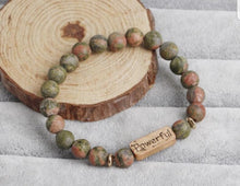 Load image into Gallery viewer, Inspirational Natural Stone Bracelet Engraved Charm