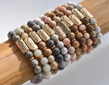 Load image into Gallery viewer, Inspirational Natural Stone Bracelet Engraved Charm