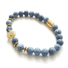 Load image into Gallery viewer, Calming Blue Agate and Royal Panther Bracelet