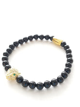 Load image into Gallery viewer, Healing Golden Black Onyx Panther Bracelet for Power Protection