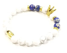 Load image into Gallery viewer, Aggie Blue and Gold Howlite Crown Bracelet
