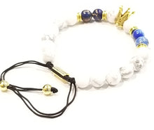 Load image into Gallery viewer, Aggie Blue and Gold Howlite Crown Bracelet