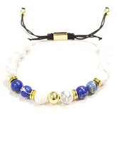 Load image into Gallery viewer, Aggie Blue and Gold Howlite Crown Bracelet