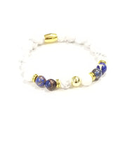 Load image into Gallery viewer, Aggie Blue and Gold Howlite Crown Bracelet