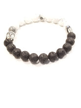 Load image into Gallery viewer, Natural Lava & Howlite Stone Essential Oil Infusion Zen Bracelet