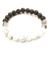Load image into Gallery viewer, Natural Lava & Howlite Stone Essential Oil Infusion Zen Bracelet