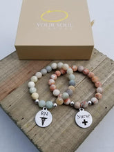 Load image into Gallery viewer, Natural Stone Handmade Custom Engraved Charm Bracelet