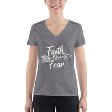 Load image into Gallery viewer, Faith Over Fear - Women's V-neck Tee