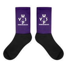 Load image into Gallery viewer, WYSP - What's Your Soul Purpose? - Ozark - Purple & Black Foot Sublimated Socks