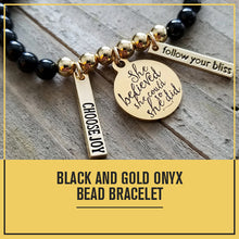 Load image into Gallery viewer, Powerful Protection Onyx Yellow Gold Bracelet