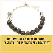 Load image into Gallery viewer, Natural Lava & Howlite Stone Essential Oil Infusion Zen Bracelet