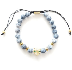 Calming Blue Agate and Royal Panther Bracelet