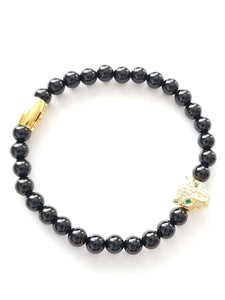 Healing Golden Black Onyx Panther Bracelet for Power Protection