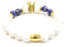 Load image into Gallery viewer, Aggie Blue and Gold Howlite Crown Bracelet