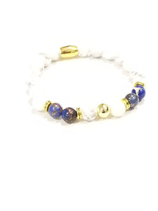 Aggie Blue and Gold Howlite Crown Bracelet