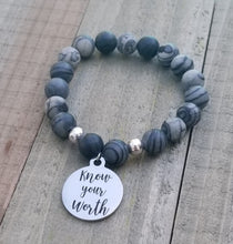 Load image into Gallery viewer, Natural Stone Handmade Custom Engraved Charm Bracelet