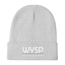 Load image into Gallery viewer, WYSP - What&#39;s Your Soul Purpose? - Bold - White - Knit Beanie
