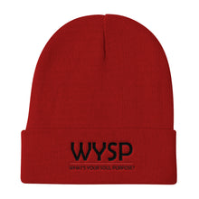 Load image into Gallery viewer, WYSP - What&#39;s Your Soul Purpose? - Bold - Black - Knit Beanie
