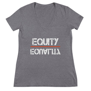 Equity Over Equality - White - Women's Fashion Deep V-neck Tee