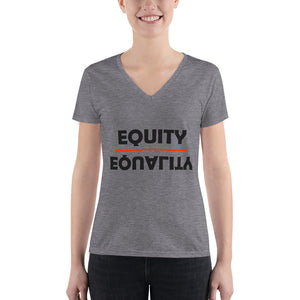 Equity Over Equality - Bold - Black - Women's Fashion Deep V-neck Tee