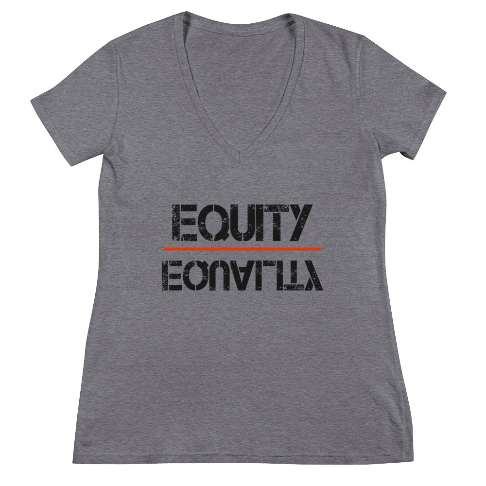 Equity Over Equality - Black - Women's Fashion Deep V-neck Tee