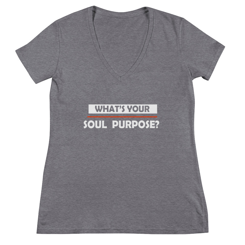 What's Your Soul Purpose? - Bold - White - Women's Fashion Deep V-neck Tee