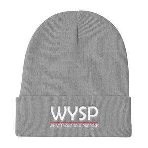 WYSP - What's Your Soul Purpose? - Bold - White - Knit Beanie