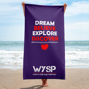 Dream Believe Explore Discover - Purple Towel