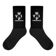 Load image into Gallery viewer, WYSP - What&#39;s Your Soul Purpose? - Ozark - Black &amp; Black Foot Sublimated Socks