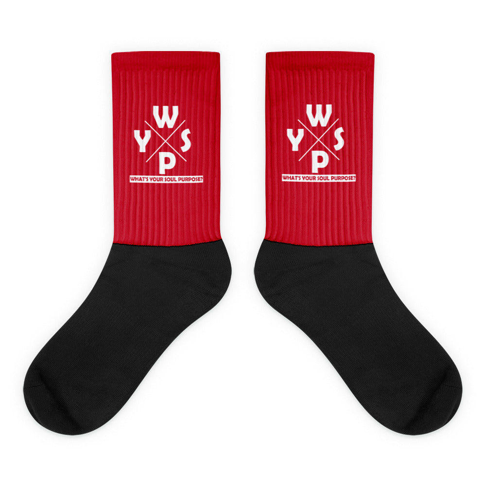 WYSP - What's Your Soul Purpose? - Ozark - Red & Black Foot Sublimated Socks