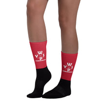 Load image into Gallery viewer, WYSP - What&#39;s Your Soul Purpose? - Ozark - Red &amp; Black Foot Sublimated Socks