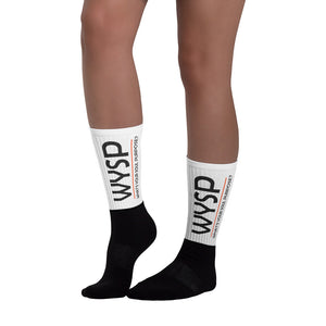 WYSP - What's Your Soul Purpose? - Bold - Black - White & Black Foot Sublimated Socks