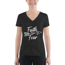 Load image into Gallery viewer, Faith Over Fear - Women&#39;s V-neck Tee