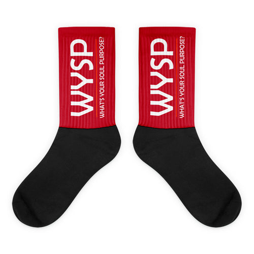 WYSP - What's Your Soul Purpose? - Bold - White - Red & Black Foot Sublimated Socks
