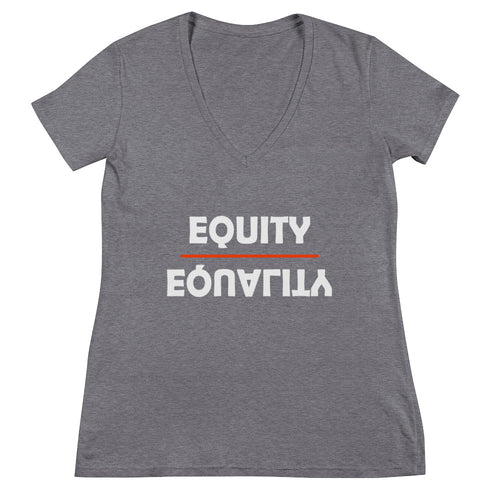 Equity Over Equality - Bold - White - Women's Fashion Deep V-neck Tee