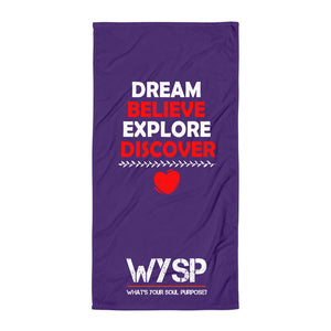 Dream Believe Explore Discover - Purple Towel