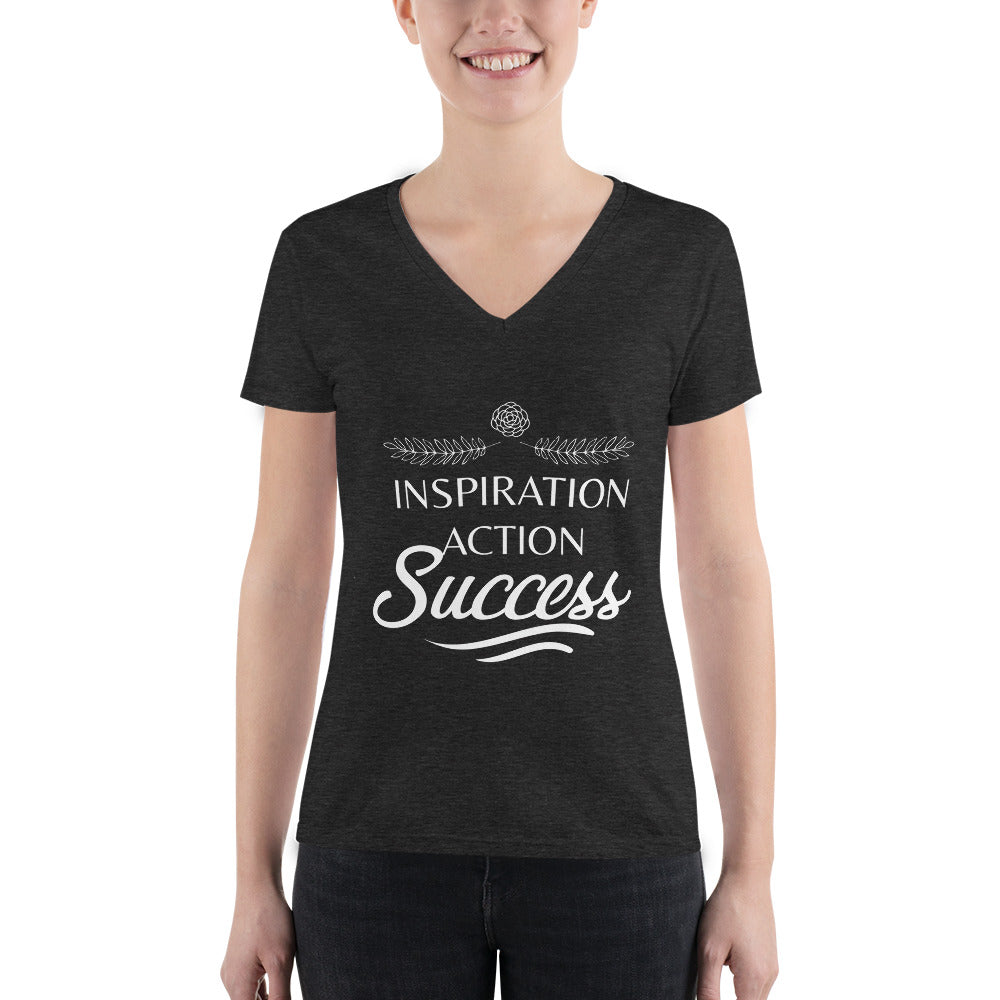Inspiration Action Success - Women's Fashion Deep V-neck Tee