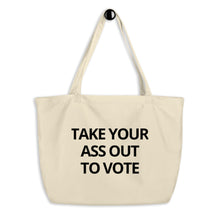 Load image into Gallery viewer, Take Out To Vote - Bold Block - Large organic tote bag