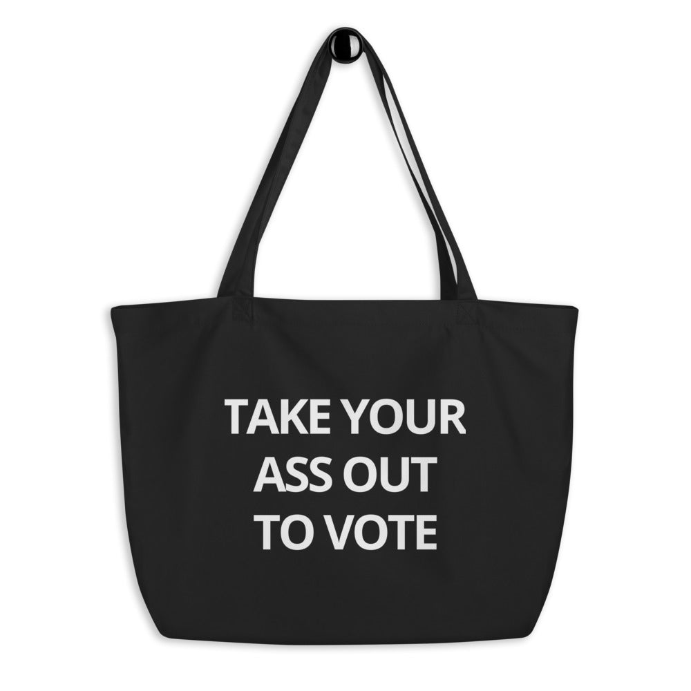 Take Out To Vote - Bold Block - Large organic tote bag