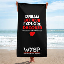 Load image into Gallery viewer, Dream Believe Explore Discover - Black Towel