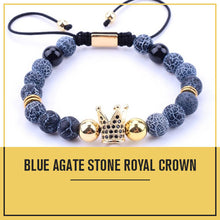 Load image into Gallery viewer, Royal Crown Blue Agate Stone Bracelet