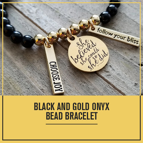 Buy Men's 14k Yellow Gold & Black Onyx Beaded Bracelet, 14K Yellow Gold  Bracelet With Black Cord, Men's Black Onyx Round Beaded Bracelet Stretch  Online in India - Etsy