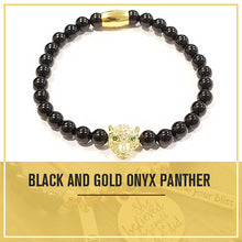 Load image into Gallery viewer, Healing Golden Black Onyx Panther Bracelet for Power Protection
