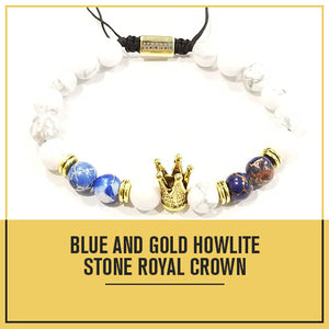 Aggie Blue and Gold Howlite Crown Bracelet