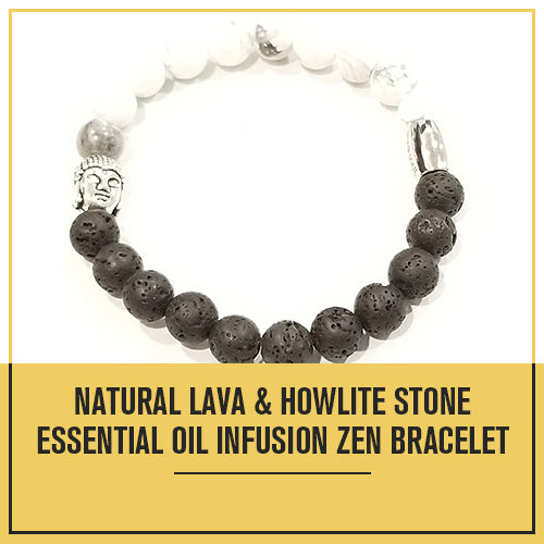 Natural Lava & Howlite Stone Essential Oil Infusion Zen Bracelet